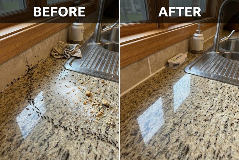 Placing borax bait and vinegar spray to get rid of ants permanently
