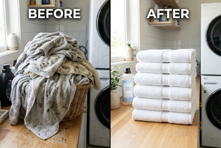 Washing bath towels with vinegar to get mildew smell out naturally