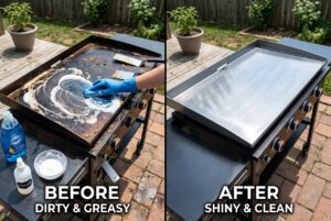 How to Clean a Greasy Flat Top Griddle with Baking Soda, Dawn & Vinegar