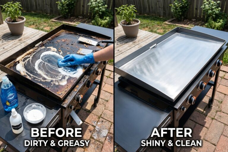 How to Clean a Greasy Flat Top Griddle with Baking Soda, Dawn & Vinegar