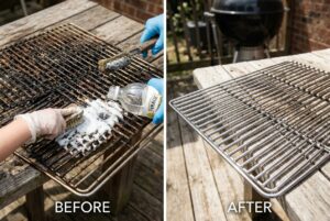 How to Clean a Greasy BBQ Grill Top & Grates with Baking Soda, Dawn & Vinegar