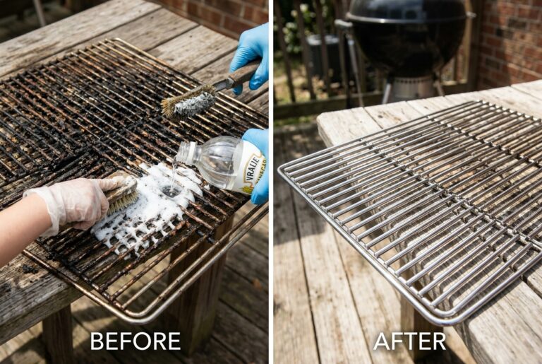 How to Clean a Greasy BBQ Grill Top & Grates with Baking Soda, Dawn & Vinegar
