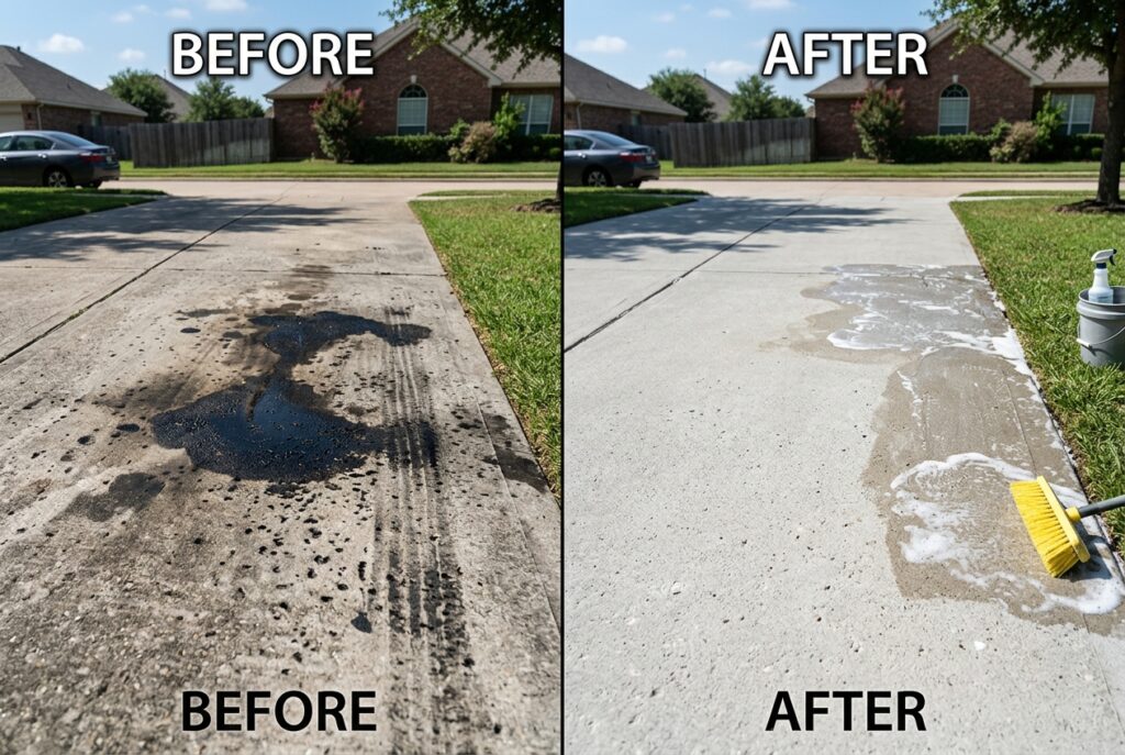 How to Remove Oil Stains from a Concrete Driveway with Baking Soda, Dawn & Vinegar