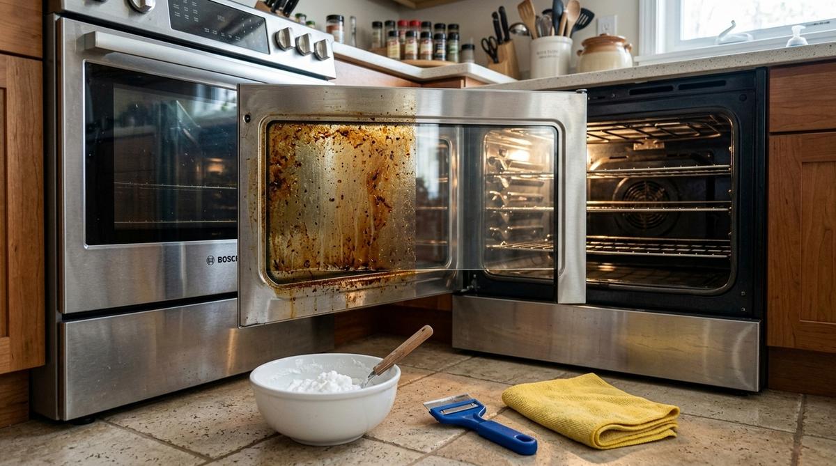 How to Clean Burnt Oven Door Glass with Baking Soda Paste