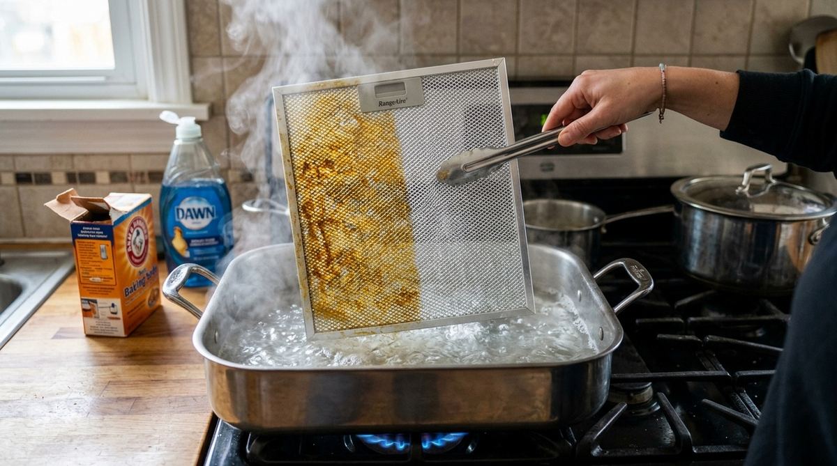 How to Clean Range Hood Grease Filters: 15-Minute Boiling Method