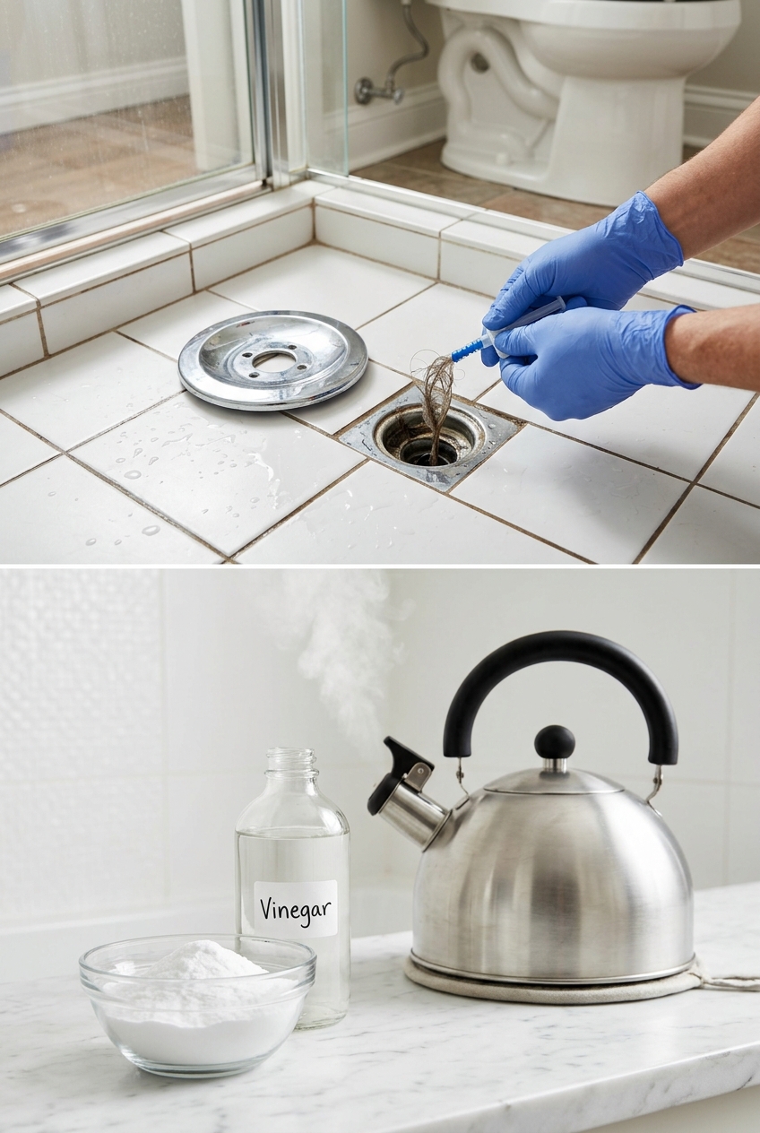 How to unclog a shower drain full of hair naturally without Drano