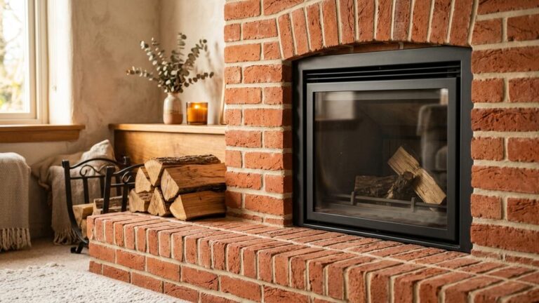 Scrubbing black chimney soot and creosote stains off porous fireplace masonry bricks with non-toxic baking soda paste