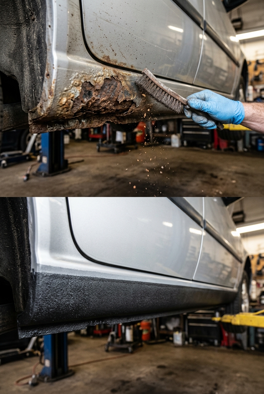 DIY rocker panel rust repair before and after guide without welding