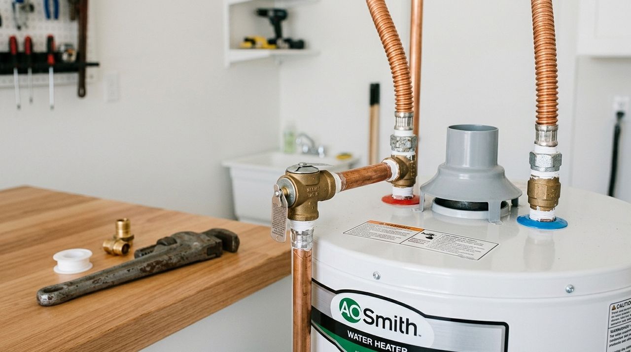 Residential water heater top plumbing connections and dielectric nipples